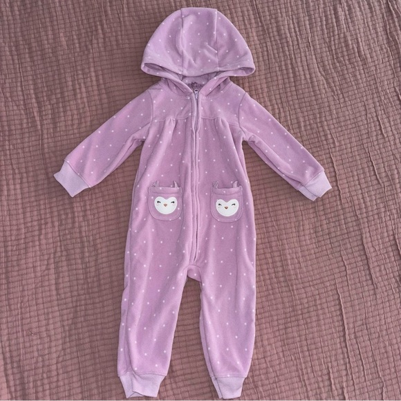 Carter's Pink Cozy Footie One Piece - Picture 1 of 3